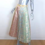 Dolce & Gabbana Colorblock Metallic Floral Jacquard Pleated Skirt Size 42 NEW