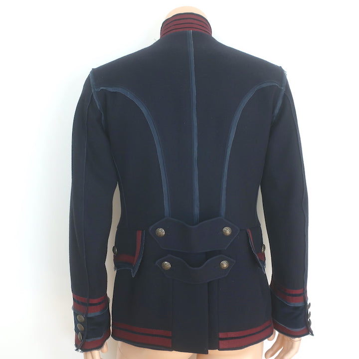 D&amp;G Dolce &amp; Gabbana Military Jacket Velvet-Trimmed Black Wool Size 48