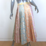 Dolce & Gabbana Colorblock Metallic Floral Jacquard Pleated Skirt Size 42 NEW