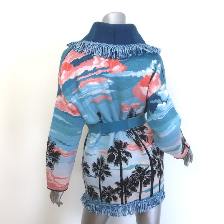 Alanui Hawaiian Sunset Belted Cardigan Blue Wool-Silk Size Extra Small