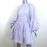 Zimmermann Luminous Open-Back Mini Dress Lilac Linen-Silk Size 3