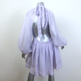 Zimmermann Luminous Open-Back Mini Dress Lilac Linen-Silk Size 3