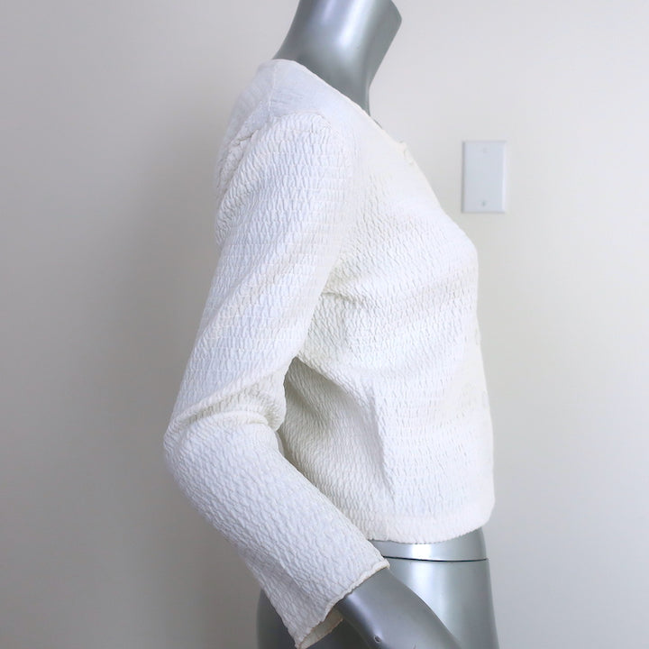 Prada Cardigan White Smocked Knit Size 38