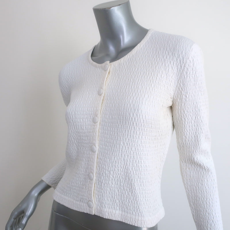 Prada Cardigan White Smocked Knit Size 38