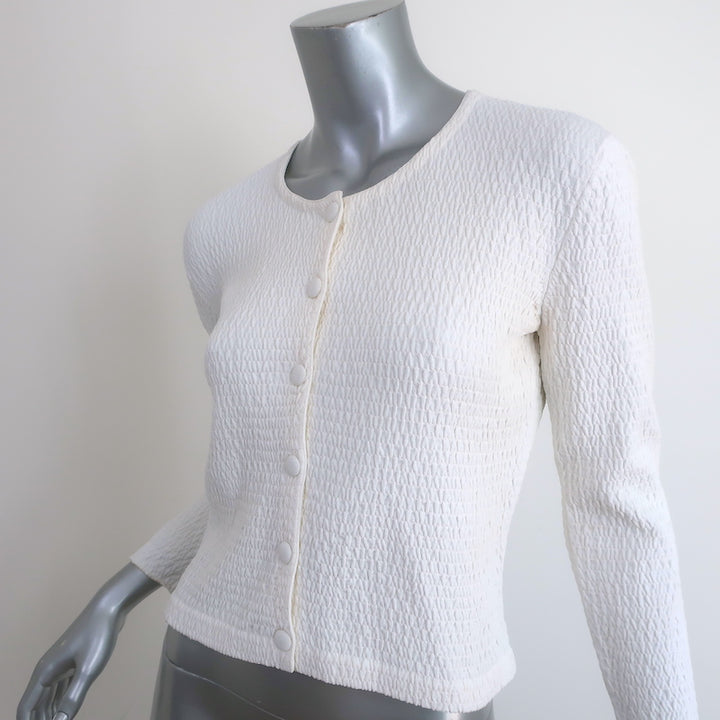 Prada Cardigan White Smocked Knit Size 38