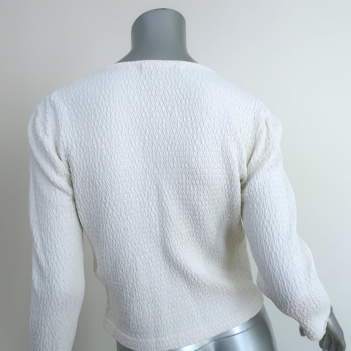 Prada Cardigan White Smocked Knit Size 38