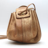 Il Bisonte Drawstring Mini Dumpling Bag Copper Metallic Leather