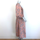 THE GREAT The Cobblestone Midi Dress Blush Floral Print Smocked Cotton Size 1