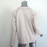Monrow studded raglan sweatshirt, light beige cotton-blend, size M, new with tags — authentic designer luxury
