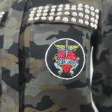 L'Agence Bon Jovi Forever Cromwell Camo Military Jacket Dark Green Size Medium