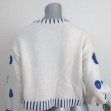 Alice + Olivia Brigid Embroidered Cropped Cardigan Cream Wool-Blend Size Medium