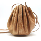 Il Bisonte Drawstring Mini Dumpling Bag Copper Metallic Leather