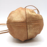 Il Bisonte Drawstring Mini Dumpling Bag Copper Metallic Leather
