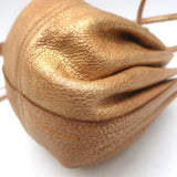 Il Bisonte Drawstring Mini Dumpling Bag Copper Metallic Leather