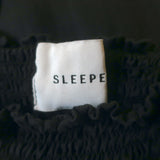 Sleeper Atlanta Off the Shoulder Smocked Linen Midi Dress Black Size Large