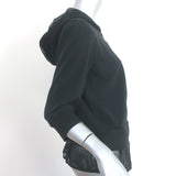 Moncler Maglia Cardigan Mesh-Trimmed Hoodie Sweatshirt Black Size Small