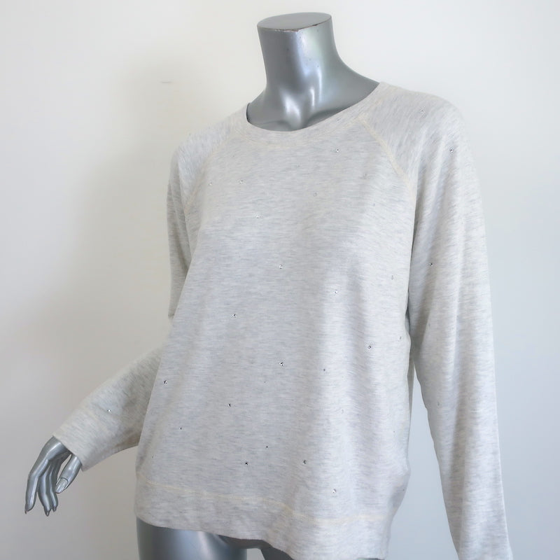 Monrow supersoft sweatshirt heather gray with scattered rhinestones — size L, new with tags, luxury