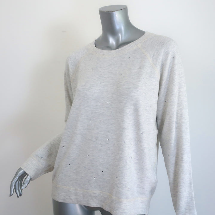Monrow supersoft sweatshirt heather gray with scattered rhinestones — size L, new with tags, luxury