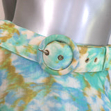 Zimmermann High Tide Floral Ikat Belted Maxi Skirt Aqua Organza Size 2 NEW