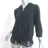 Moncler Maglia Cardigan Mesh-Trimmed Hoodie Sweatshirt Black Size Small