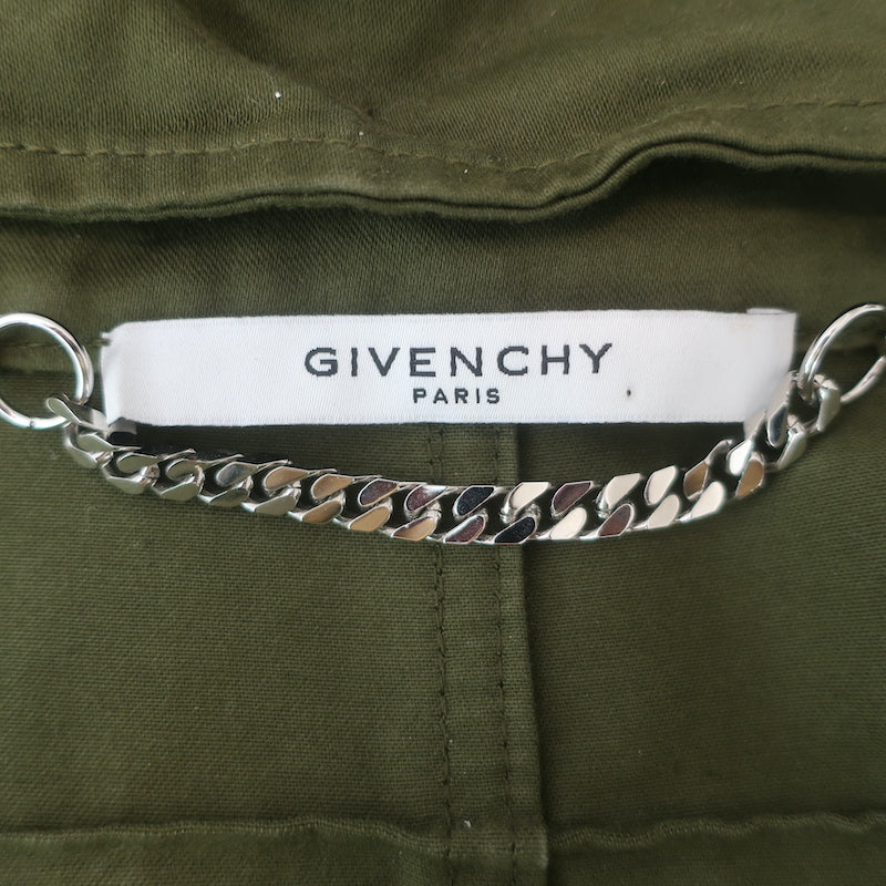 Givenchy Wing Print Parka Military Green Cotton Size 50 Hooded Jacket