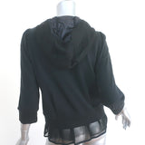 Moncler Maglia Cardigan Mesh-Trimmed Hoodie Sweatshirt Black Size Small