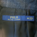 Polo Ralph Lauren Windowpane Check Blazer Gray Wool Size 10 Two-Button Jacket