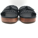 Alexandre Birman Wood Clog Sandals Clarita Black Woven Leather Size 38.5