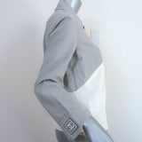 Chanel Identification 01P Colorblock Zip-Up Jacket Gray & White Size 38