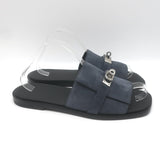 Hermes Gabriel Slide Sandals Charcoal Suede Size 43 NEW