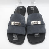 Hermes Gabriel Slide Sandals Charcoal Suede Size 43 NEW