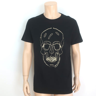 Alexander McQueen Skull-Embroidered T-Shirt Black Cotton Size Extra Large NEW