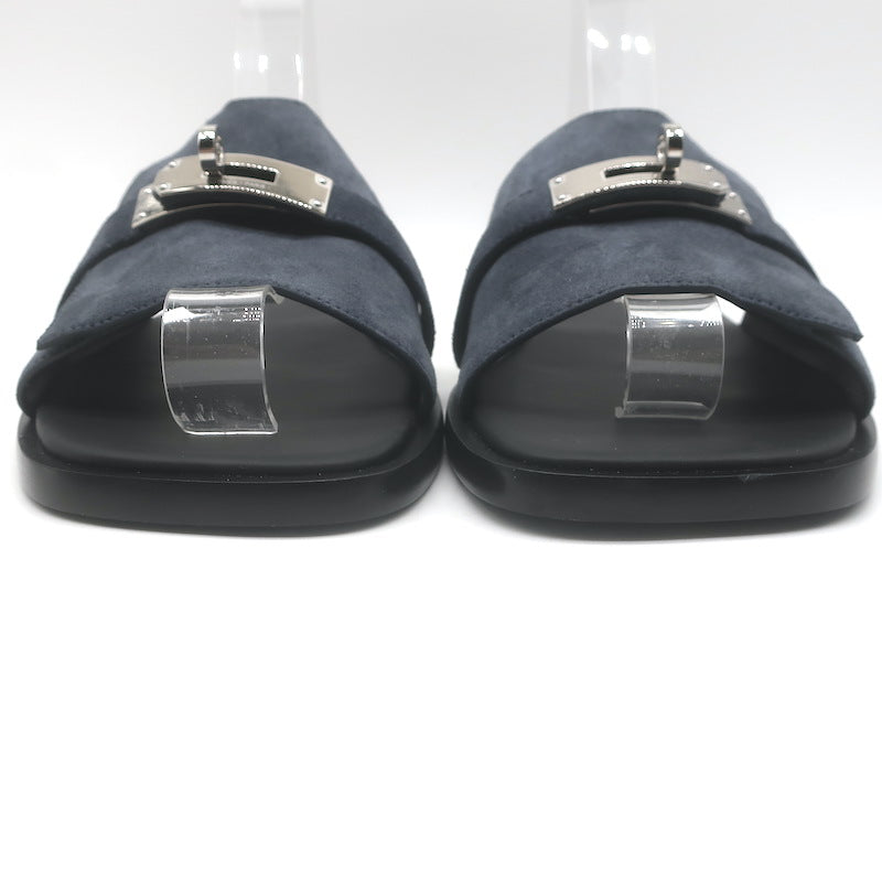 Hermes Gabriel Slide Sandals Charcoal Suede Size 43 NEW