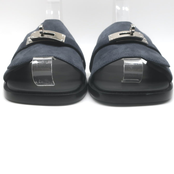 Hermes Gabriel Slide Sandals Charcoal Suede Size 43 NEW