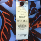 Johanna Ortiz Indus Valley Blouson Sleeve Maxi Dress Blue Printed Silk Size 6