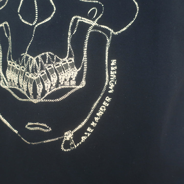 Alexander McQueen Skull-Embroidered T-Shirt Black Cotton Size Extra Large NEW