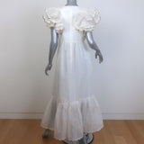 Zimmermann Dancer Scalloped Metallic-Trim Maxi Dress Cream Linen-Silk Size 3