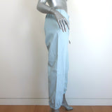SPRWMN leather drawstring joggers in light blue, pre-owned—authentic, gently worn luxury with subtle waistband scuffs