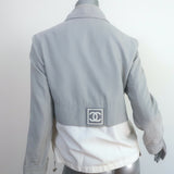 Chanel Identification 01P Colorblock Zip-Up Jacket Gray & White Size 38