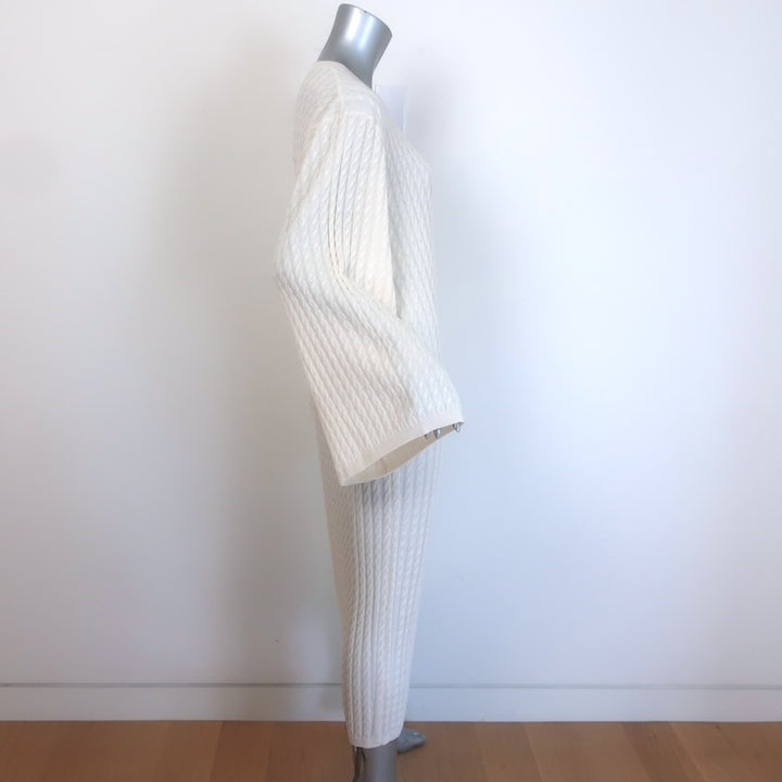 Toteme Cable Knit Wide-Sleeve Midi Dress Cream Wool Size Extra Extra Small