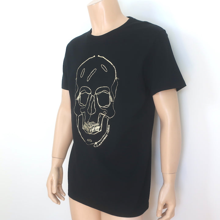 Alexander McQueen Skull-Embroidered T-Shirt Black Cotton Size Extra Large NEW