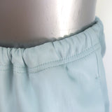 SPRWMN light blue leather drawstring joggers, pre-owned authentic designer, gently worn with minor waistband scuffs