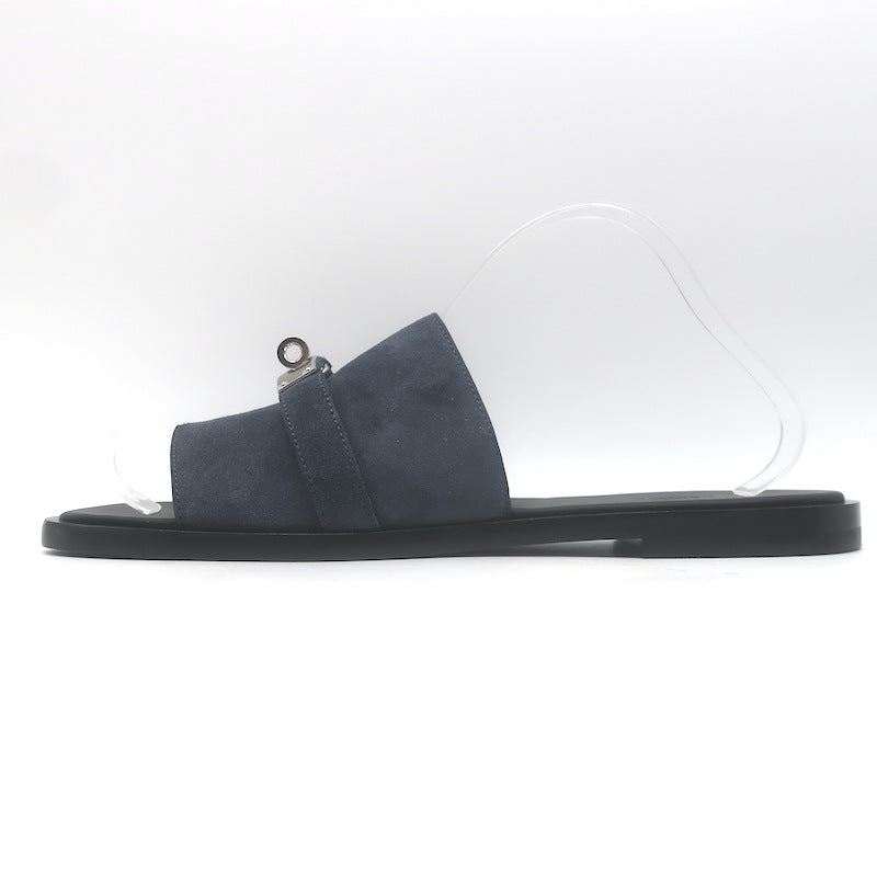 Hermes Gabriel Slide Sandals Charcoal Suede Size 43 NEW