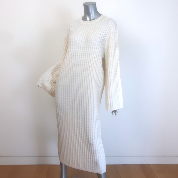 Toteme Cable Knit Wide-Sleeve Midi Dress Cream Wool Size Extra Extra Small