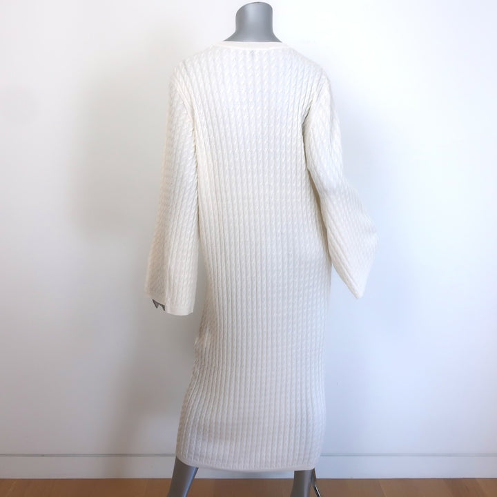 Toteme Cable Knit Wide-Sleeve Midi Dress Cream Wool Size Extra Extra Small