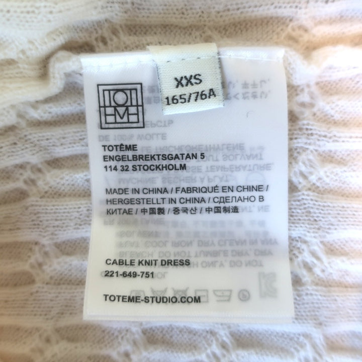 Toteme Cable Knit Wide-Sleeve Midi Dress Cream Wool Size Extra Extra Small