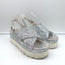 Miu Miu Glitter Crisscross Platform Slingback Sandals Silver Size 40