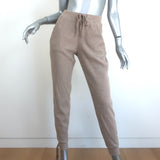 Alo Yoga cropped hoodie and sweatpants set in gravel heather, polyester-rayon-spandex blend, authentic pre-owned luxury