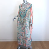 Camilla Garden of Dreams Round Neck Silk Caftan Pink Printed Silk One Size
