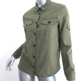 Zadig & Voltaire Bonnie Love Military Shirt Army Green Cotton Size 16 / SMALL
